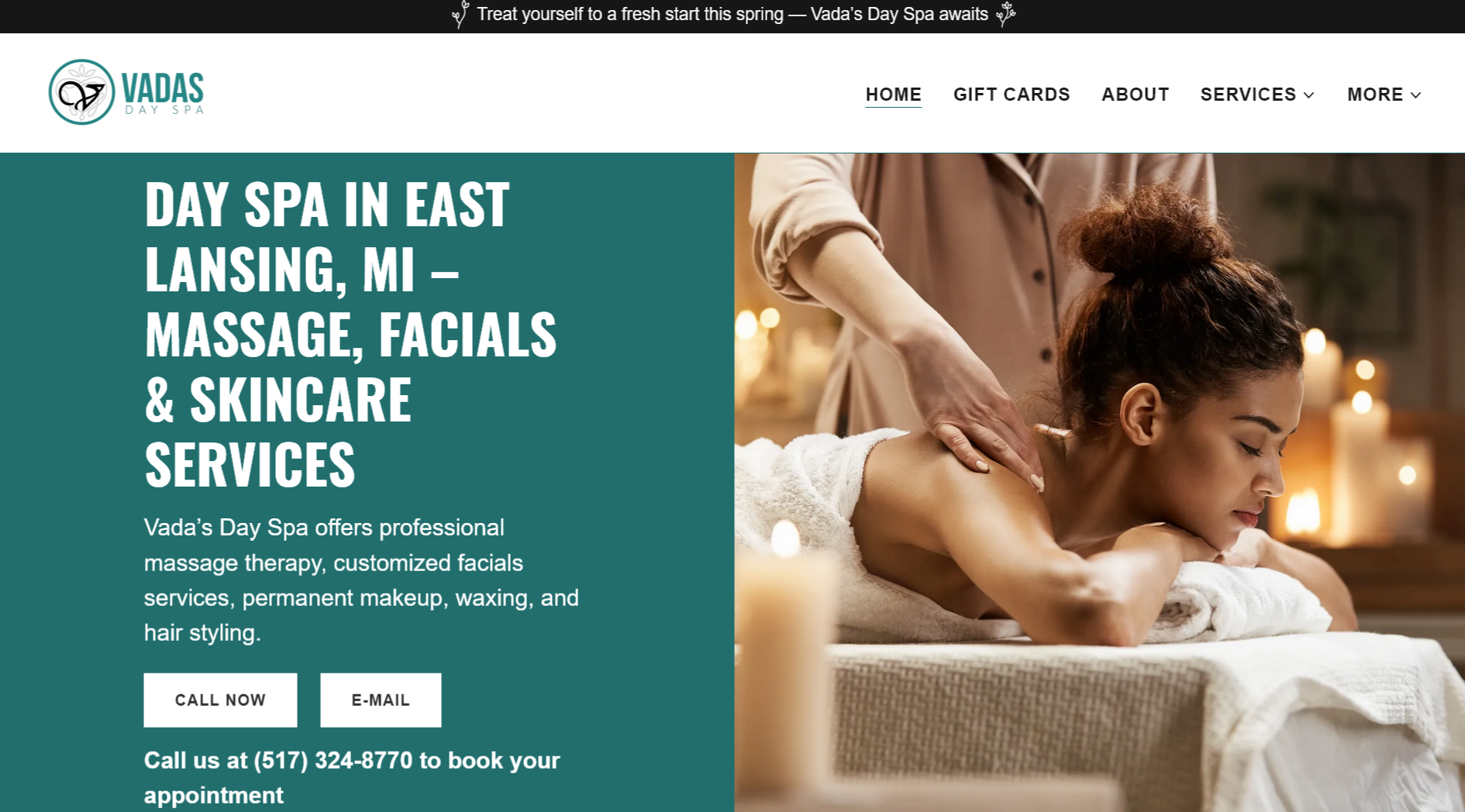 Vada's Day Spa — project screenshot