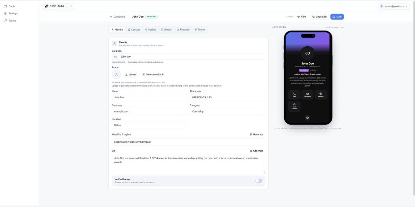 Digital Business Cards — product preview